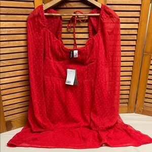 Divided Vibrant Red Chiffon Mini Dress